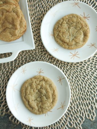 overhead shot of snickerdoodles on two small plates
